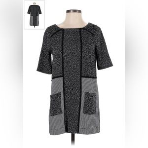 Meadow Rue Tweed Knit Shift Tunic Dress - Women’s XS - Black, White, Gray